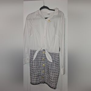 Venus Black and White dress made to look like separate shirt and skirt. Size 12